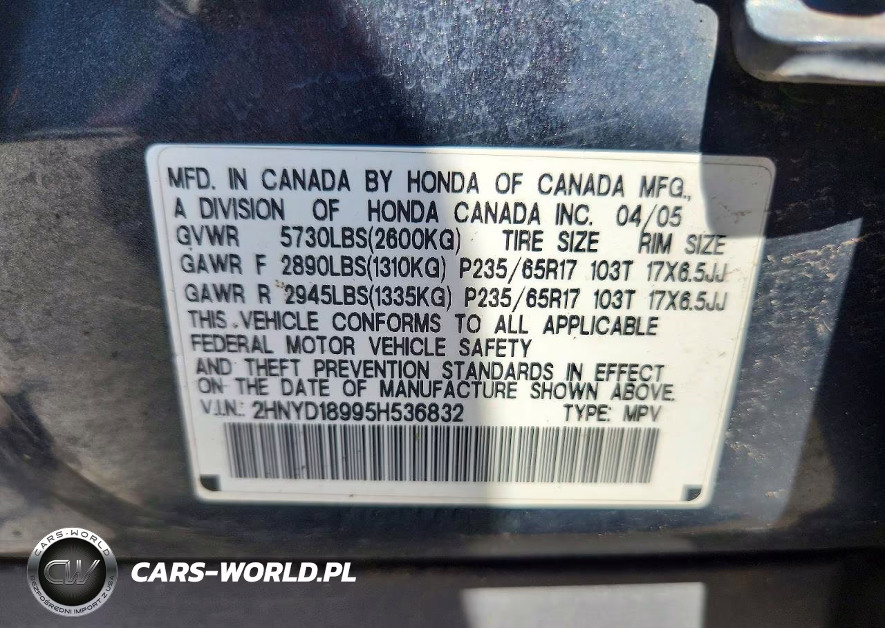 2005 Acura Mdx Touring VIN:2HNYD18995H536832 - 13