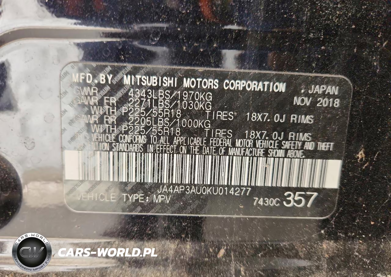 2019 Mitsubishi Outlander Sport Es VIN:JA4AP3AU0KU014277 - 12