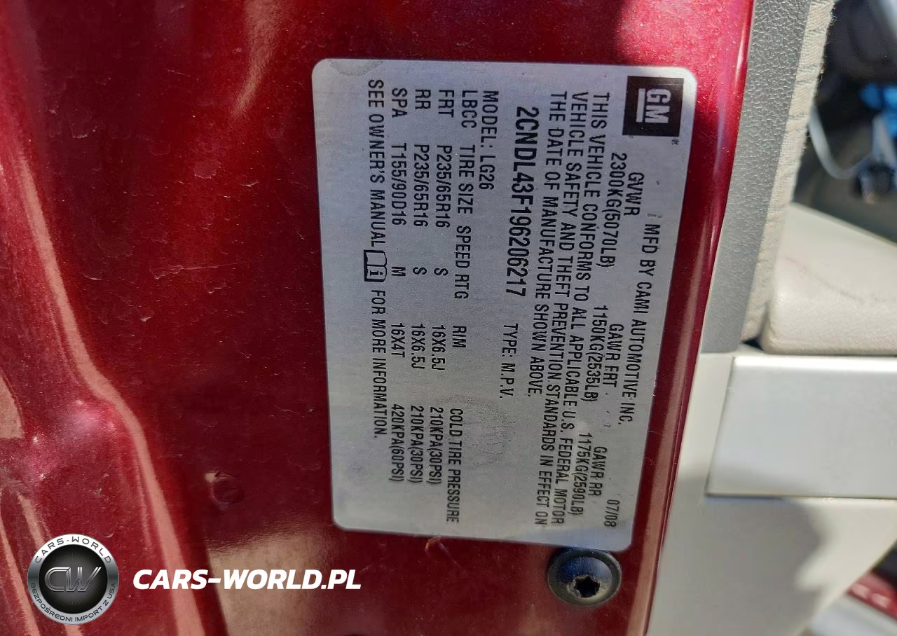 2009 Chevrolet Equinox Lt VIN:2CNDL43F196206217 - 13
