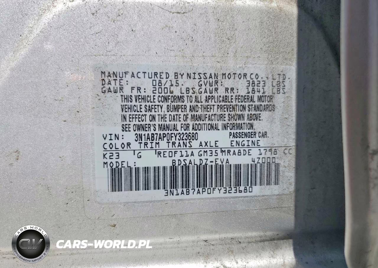 2015 Nissan Sentra Sv VIN:3N1AB7AP0FY323680 - 12