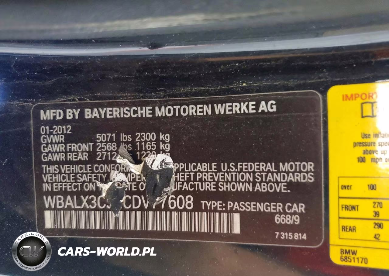 2012 BMW 650 I VIN:WBALX3C52CDV77608 - 12