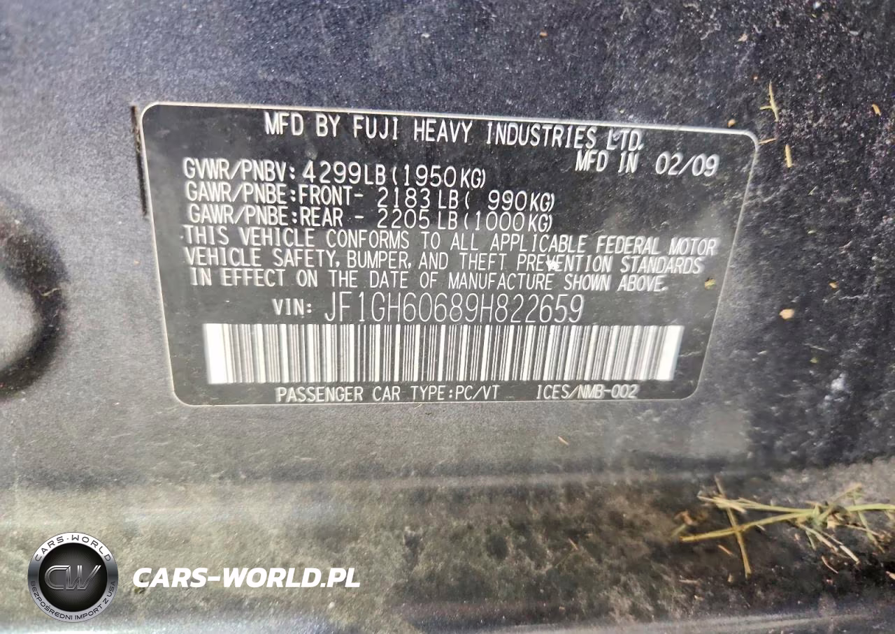 2009 Subaru Impreza 2.5I Premium VIN:JF1GH60689H822659 - 12