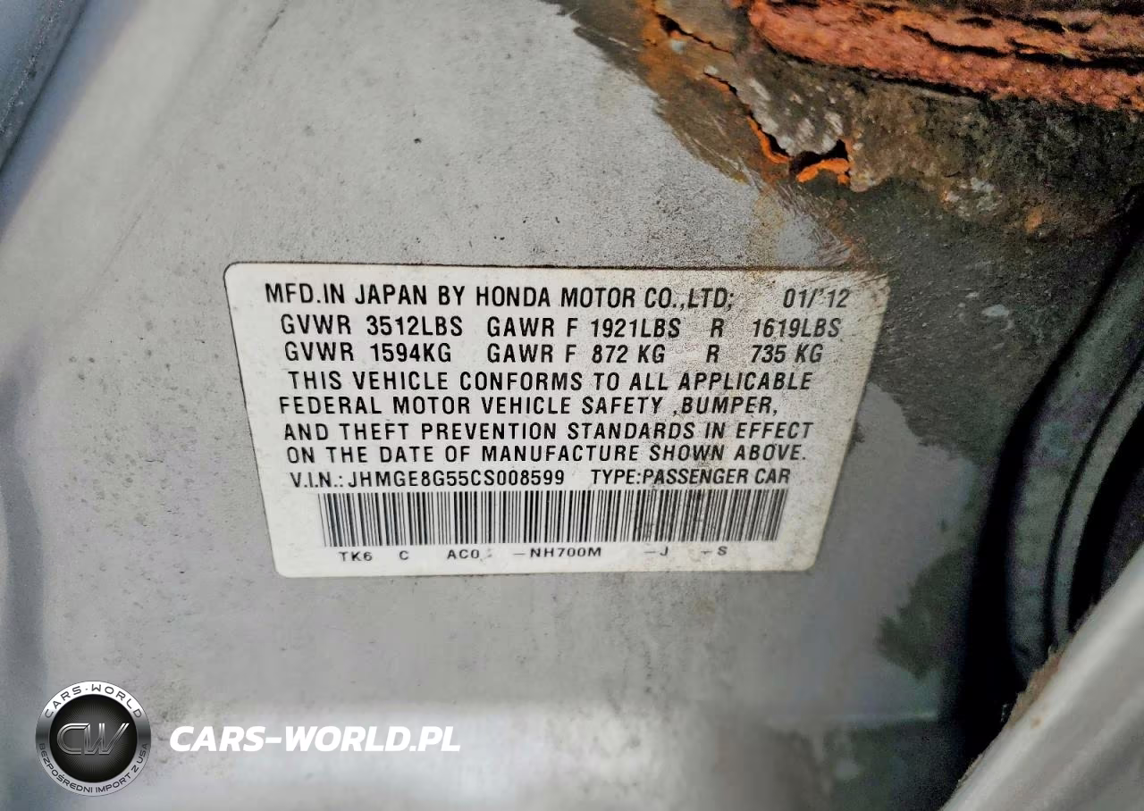 2012 Honda Fit Sport VIN:JHMGE8G55CS008599 - 12