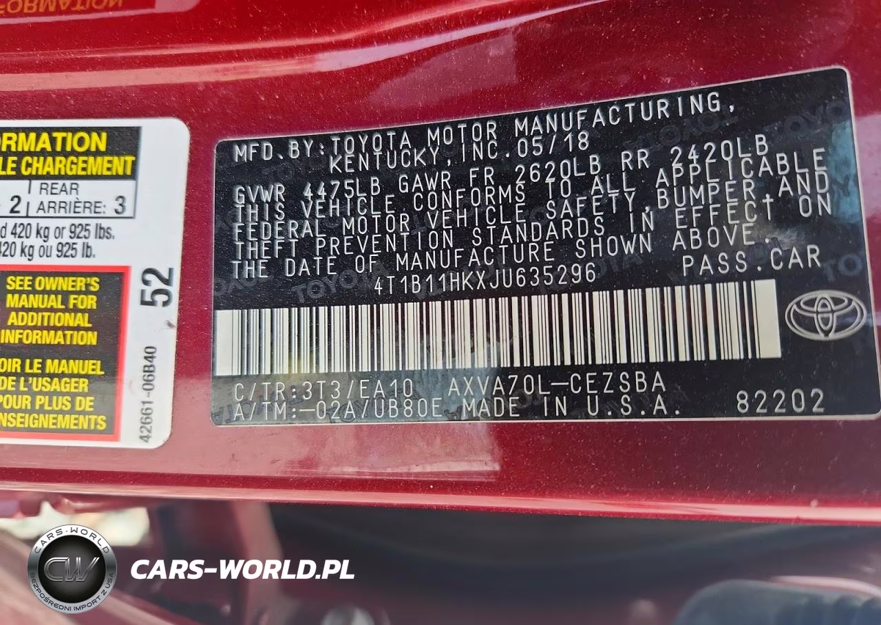 2018 Toyota Camry Se VIN:4T1B11HKXJU635296 - 13