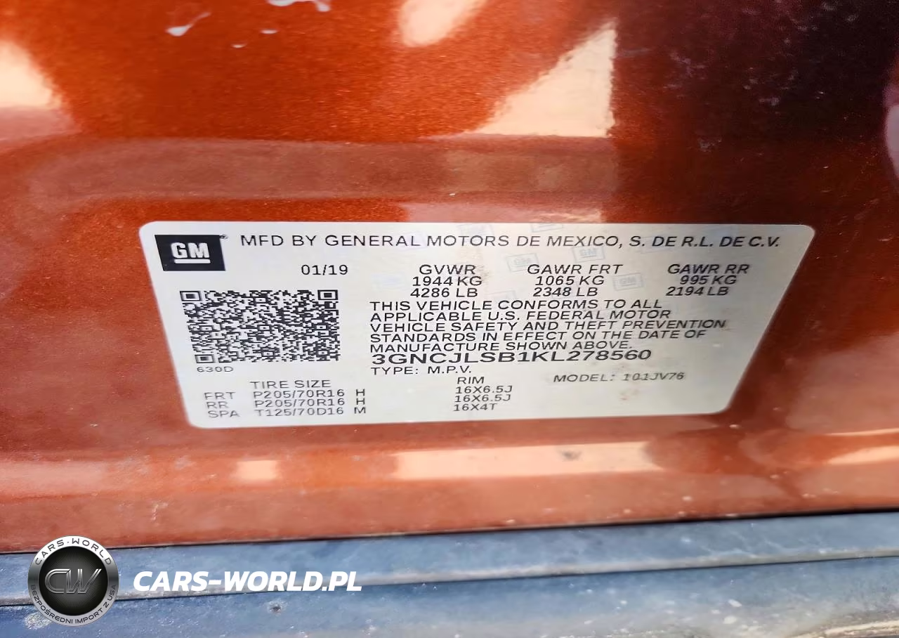 2019 Chevrolet Trax 1Lt VIN:3GNCJLSB1KL278560 - 13