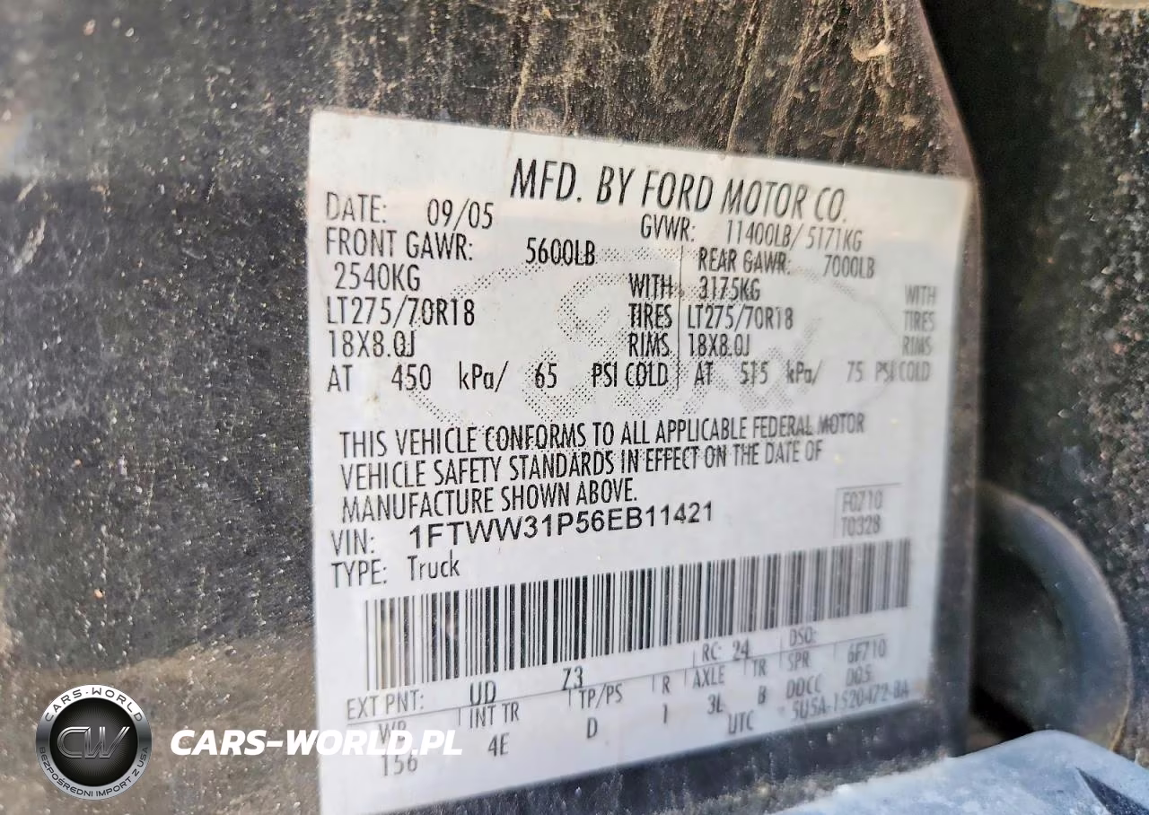 2006 Ford F350 Srw Super Duty VIN:1FTWW31P56EB11421 - 13
