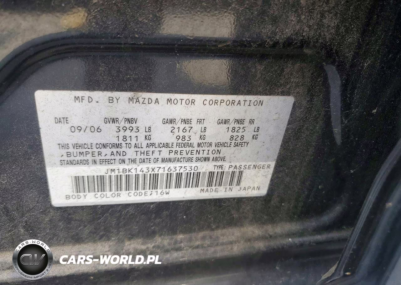 2007 Mazda 3 Hatchback VIN:JM1BK143X71637530 - 12