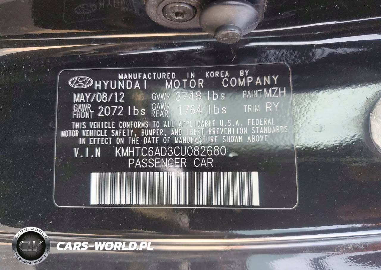 2012 Hyundai Veloster VIN:KMHTC6AD3CU082680 - 13