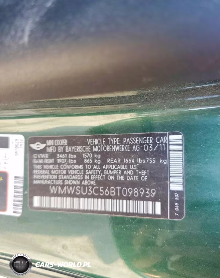 2011 Mini Cooper VIN:WMWSU3C56BT098939 - 12
