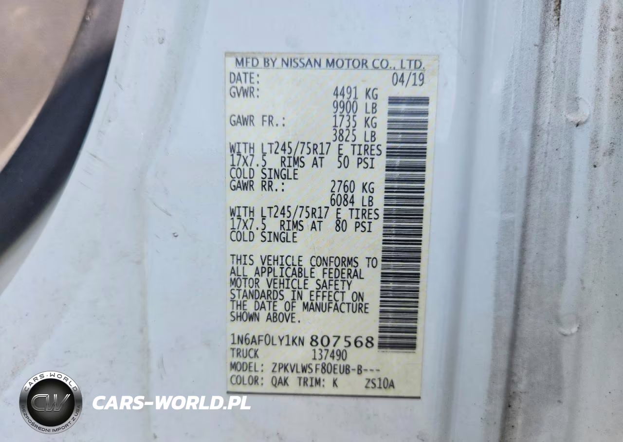2019 Nissan Nv 3500 Hd S VIN:1N6AF0LY1KN807568 - 13