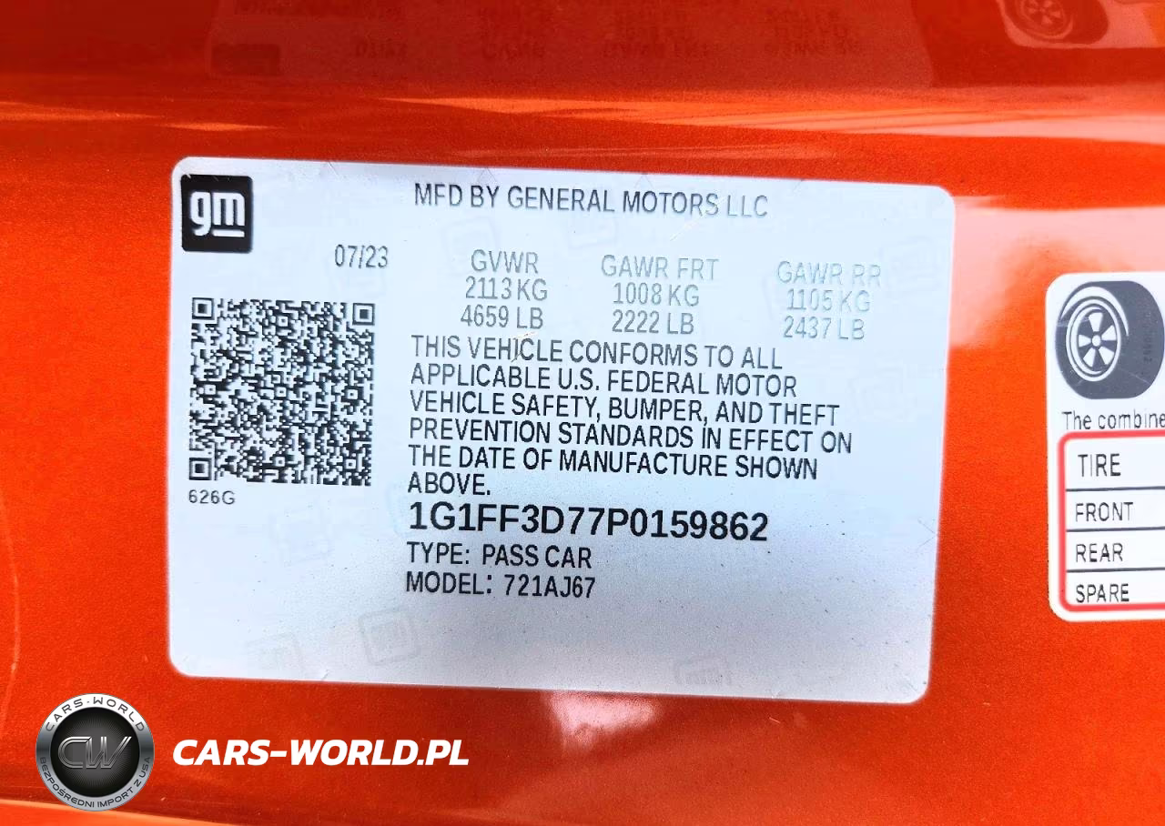 2023 Chevrolet Camaro Lt1 VIN:1G1FF3D77P0159862 - 12