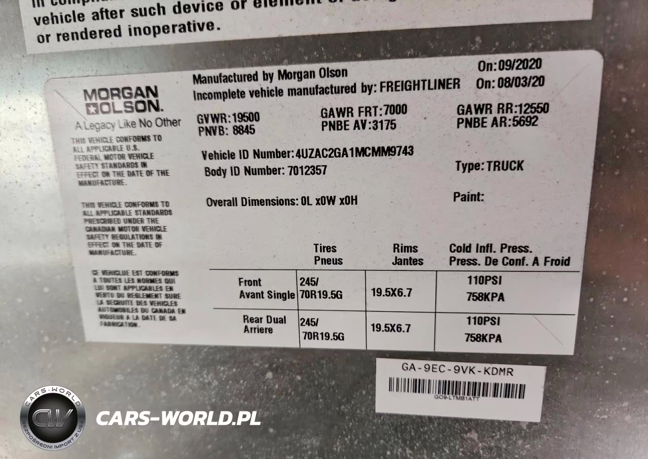 2021 Freightliner Mt45G Chassis Delivery Truck VIN:4UZAC2GA1MCMM9743 - 13