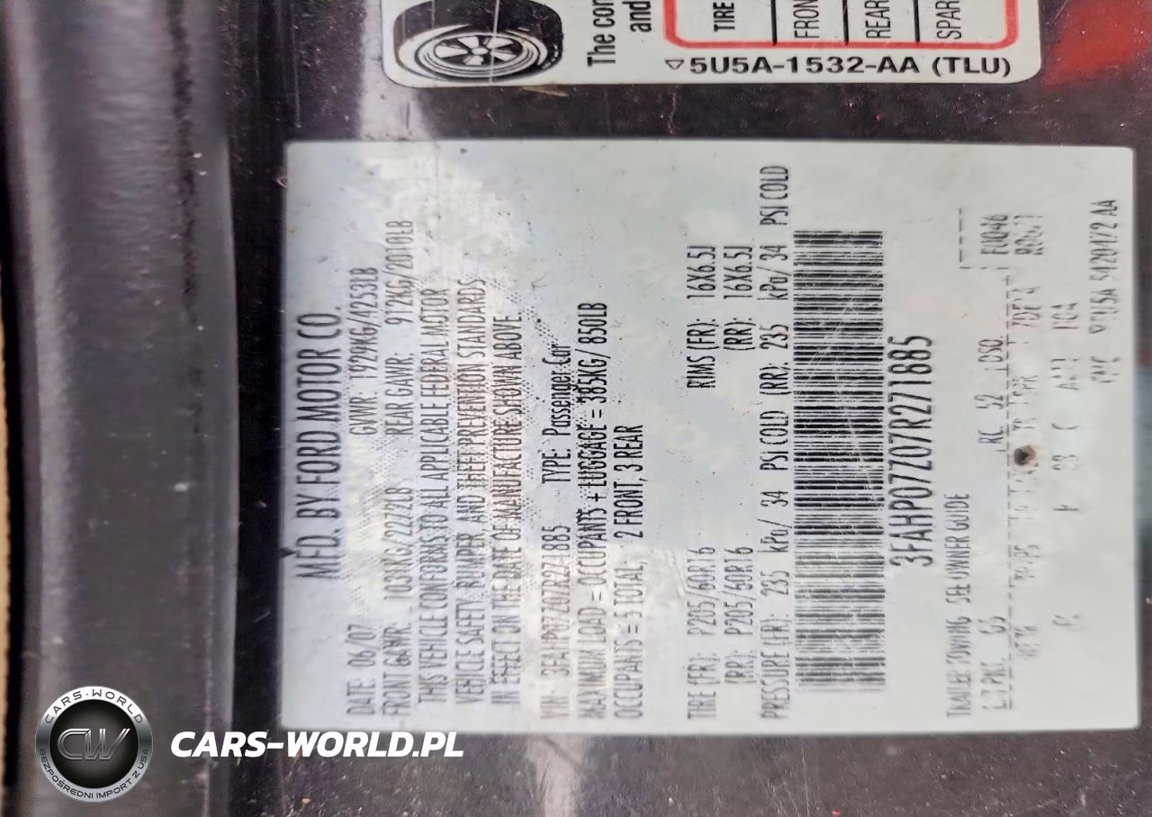 2007 Ford Fusion Se VIN:3FAHP07Z07R271885 - 12