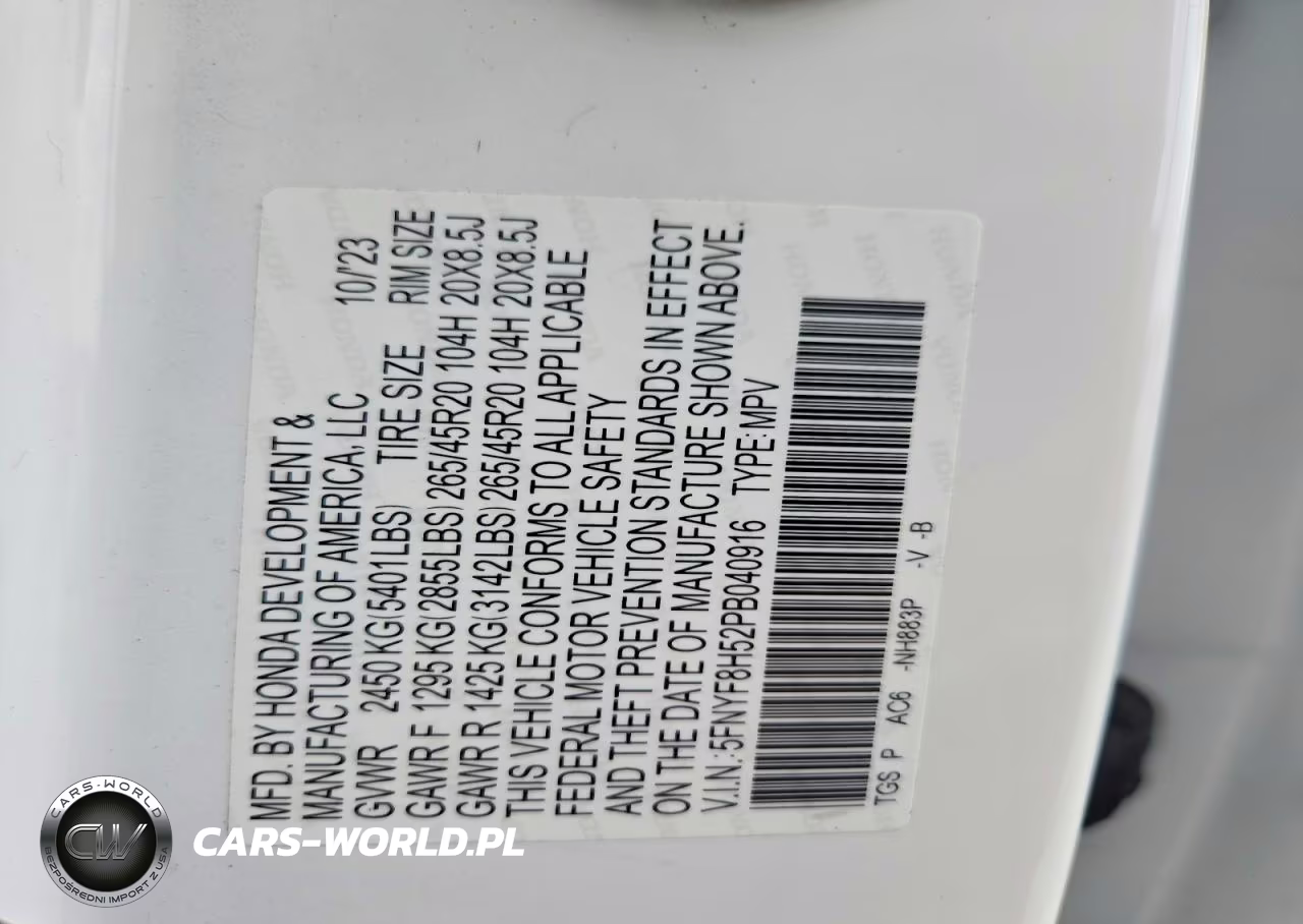 2023 Honda Passport Exl VIN:5FNYF8H52PB040916 - 13