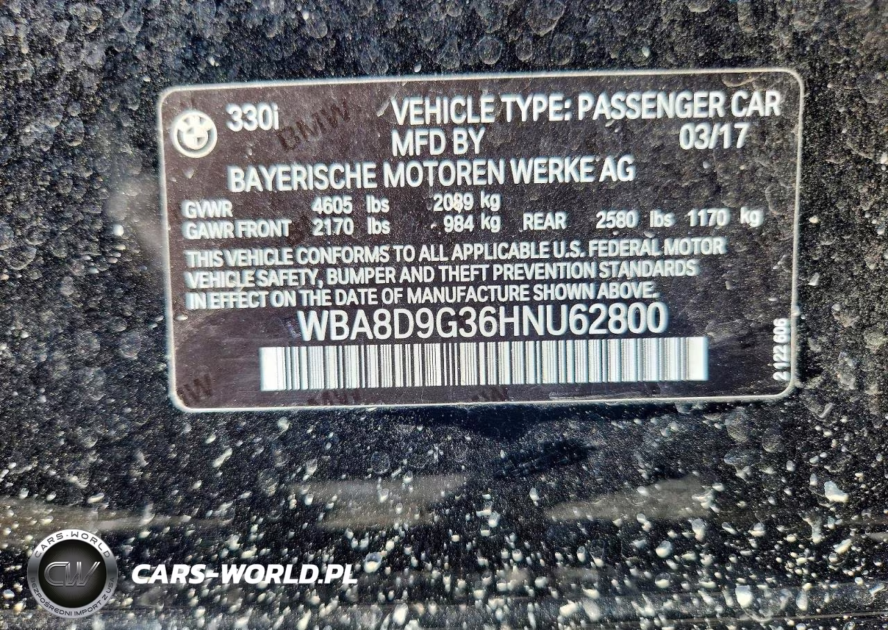 2017 BMW 330 Xi VIN:WBA8D9G36HNU62800 - 12