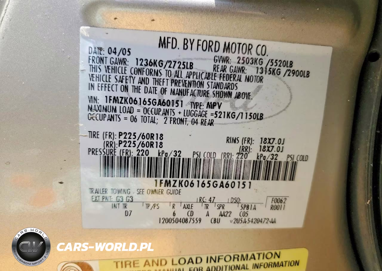 2005 Ford Freestyle Limited VIN:1FMZK06165GA60151 - 14