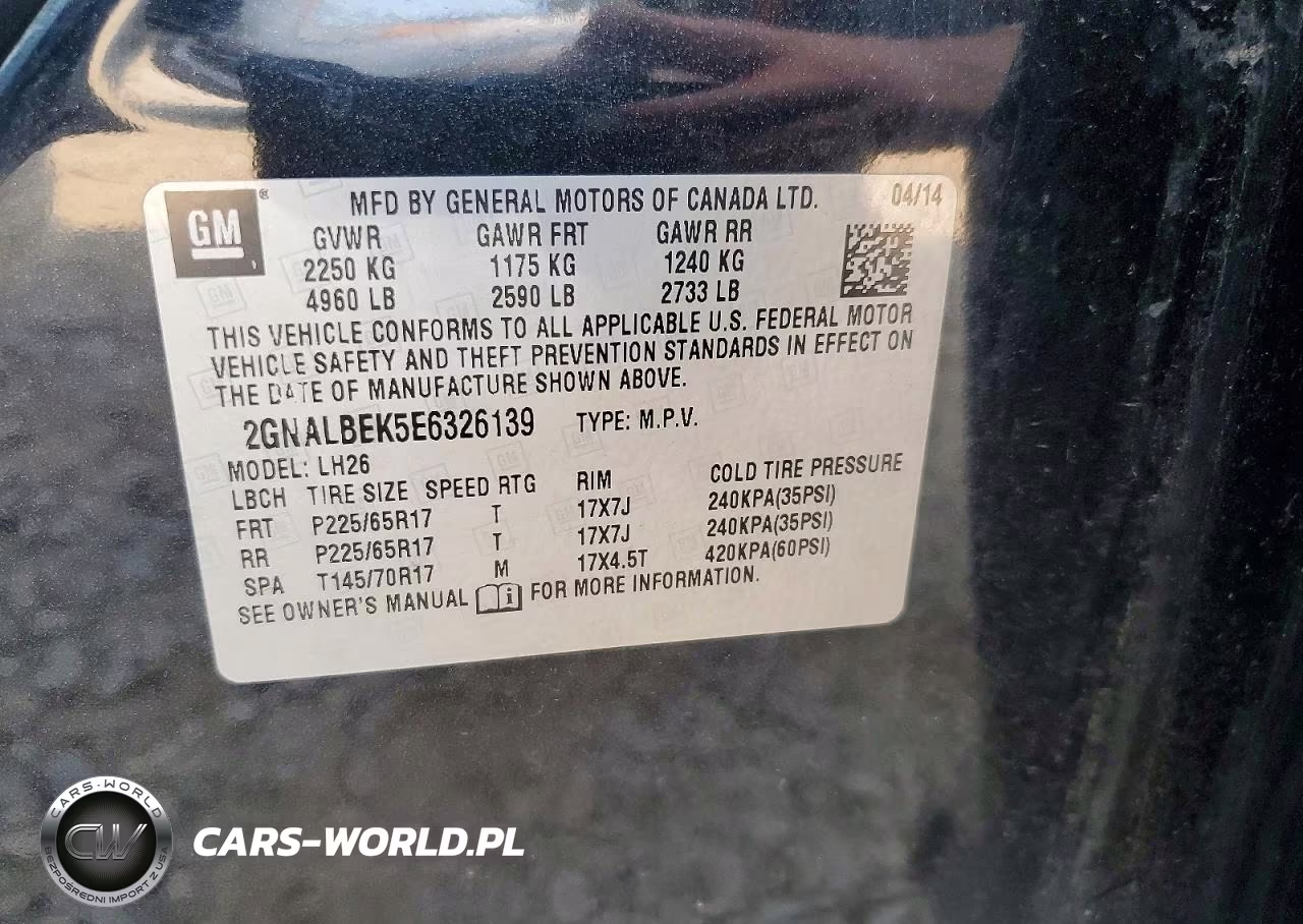 2014 Chevrolet Equinox Lt VIN:2GNALBEK5E6326139 - 14