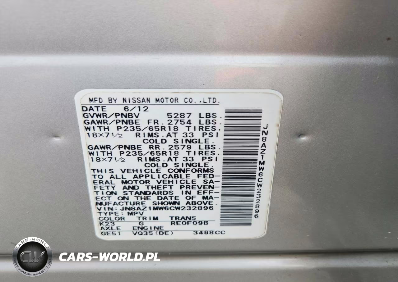 2012 Nissan Murano S VIN:JN8AZ1MW6CW232896 - 12