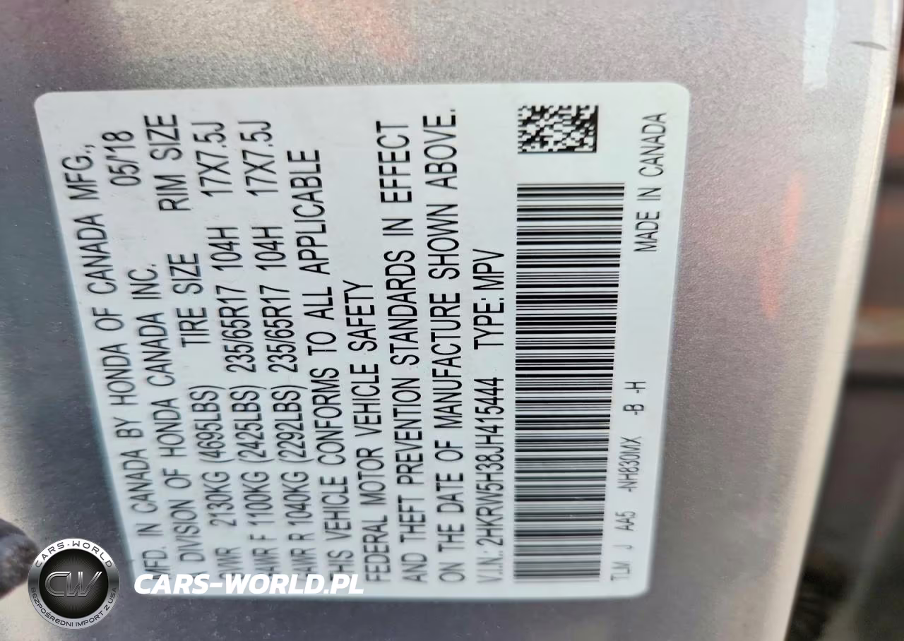 2018 Honda Cr-V Lx VIN:2HKRW5H38JH415444 - 12