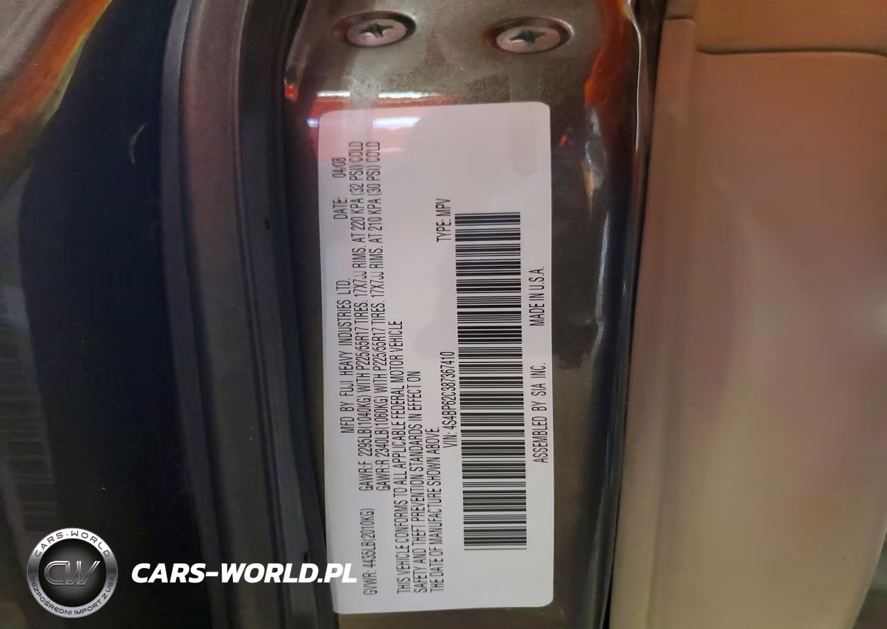 2008 Subaru Outback 2.5I Limited VIN:4S4BP62C387367410 - 13