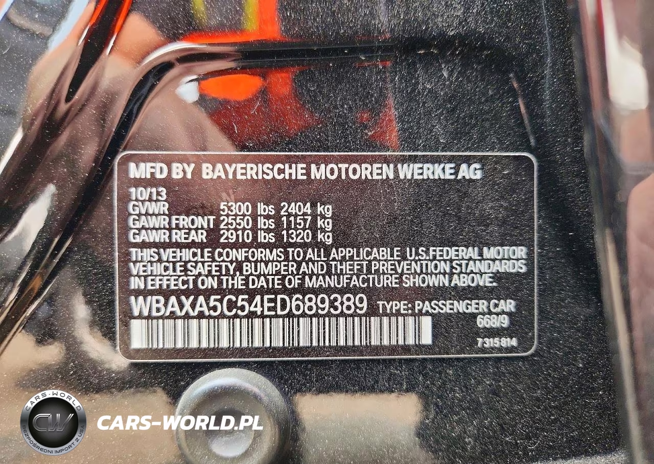 2014 BMW 535 D VIN:WBAXA5C54ED689389 - 12