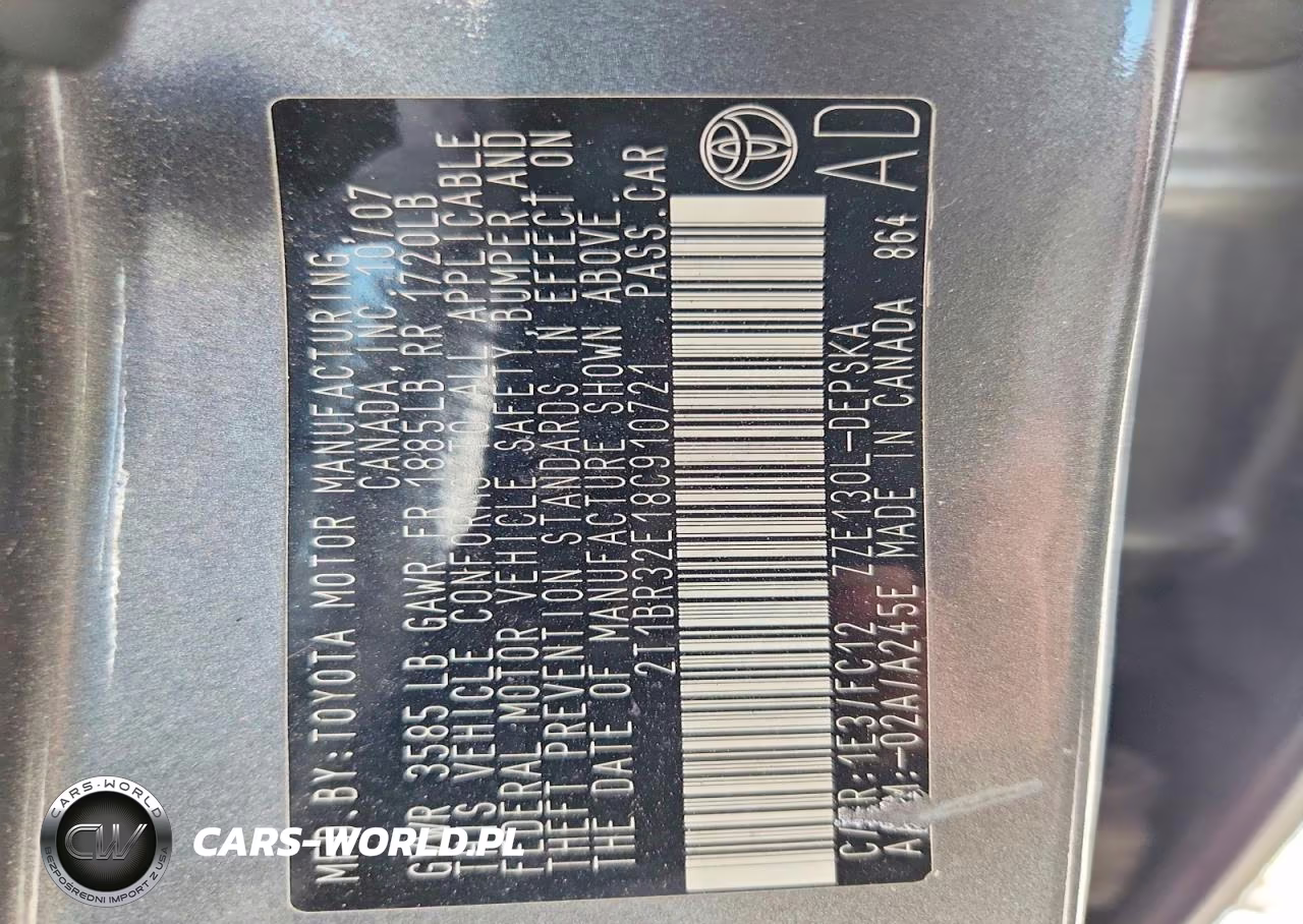 2008 Toyota Corolla S VIN:2T1BR32E18C910721 - 13