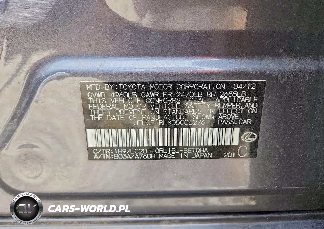 2013 Lexus Gs 350 VIN:JTHCE1BLXD5006276 - 12