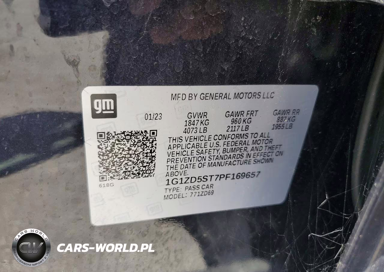2023 Chevrolet Malibu Fwd 1Lt VIN:1G1ZD5ST7PF169657 - 12