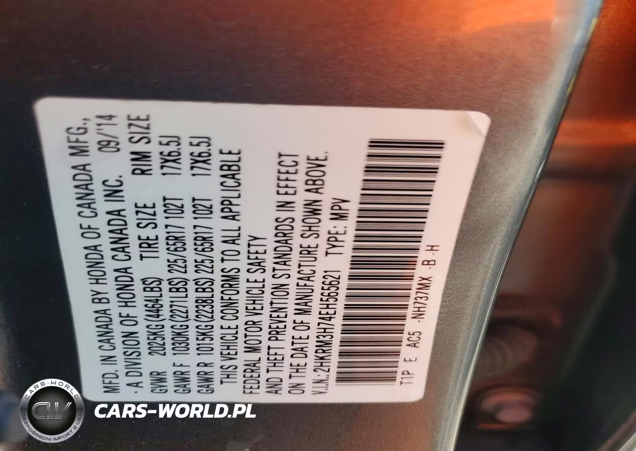 2014 Honda Cr-V Exl VIN:2HKRM3H74EH565621 - 13