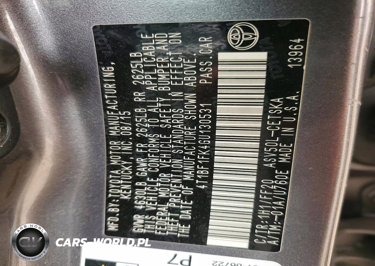 2016 Toyota Camry Se VIN:4T1BF1FK4GU130531 - 12