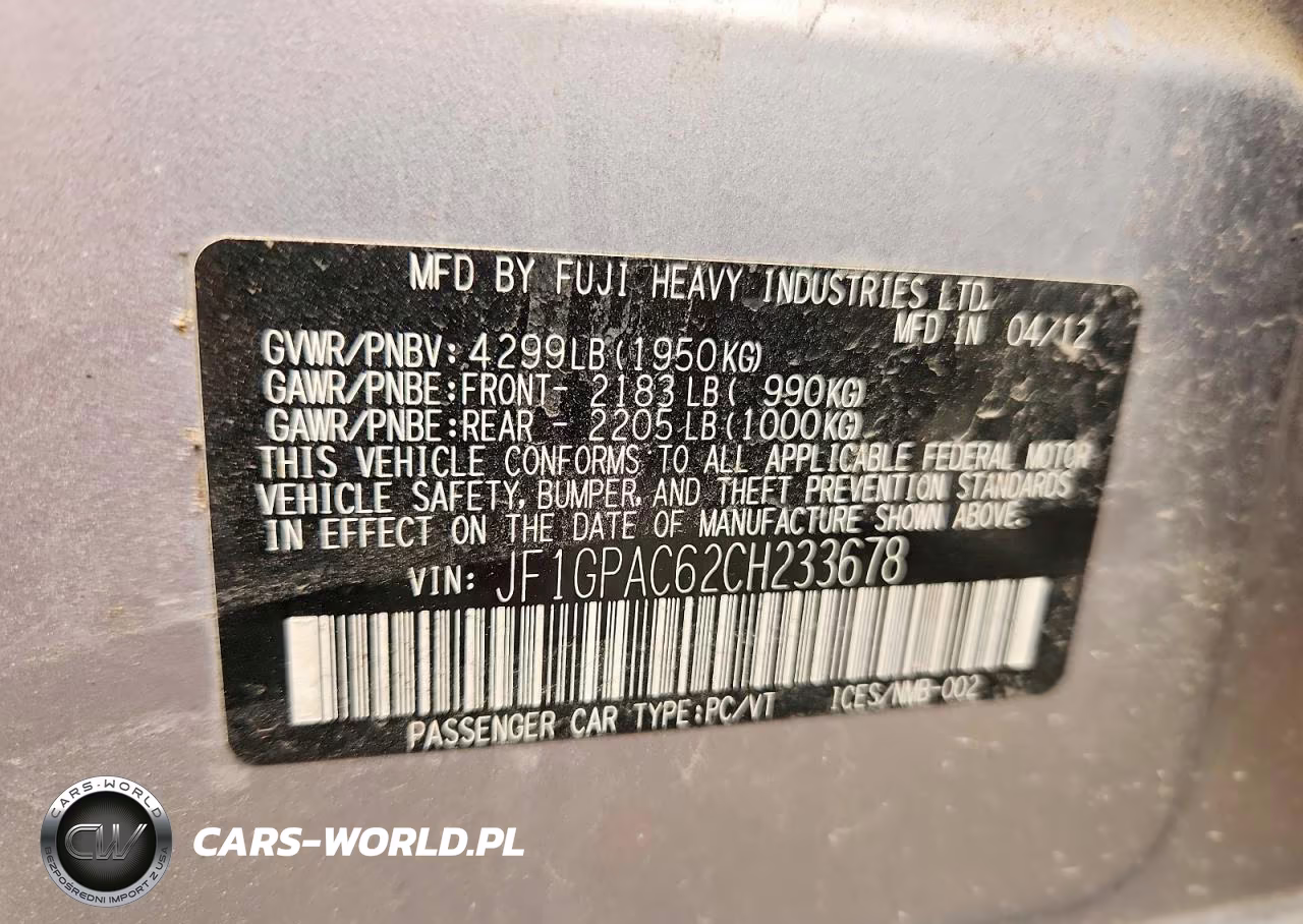 2012 Subaru Impreza Premium VIN:JF1GPAC62CH233678 - 12