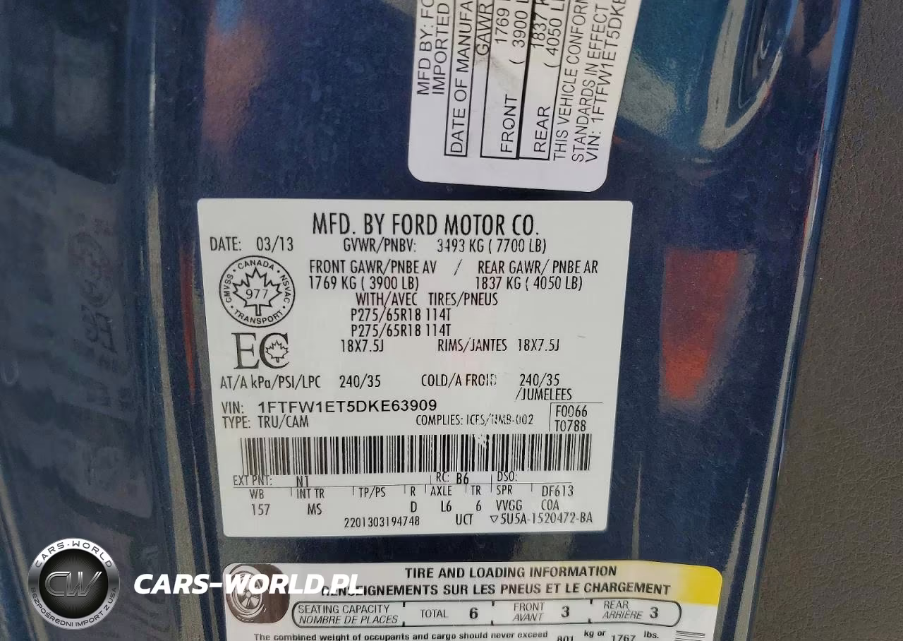 2013 Ford F150 Supercrew VIN:1FTFW1ET5DKE63909 - 12