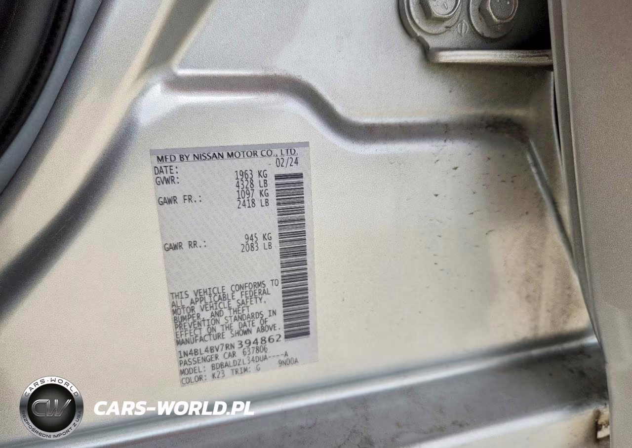 2024 Nissan Altima S VIN:1N4BL4BV7RN394862 - 13