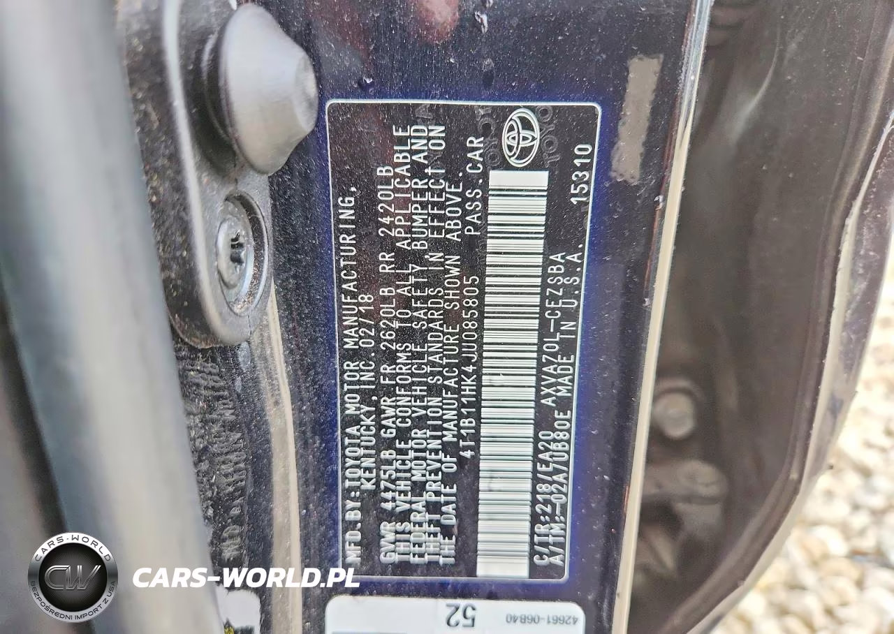 2018 Toyota Camry Se VIN:4T1B11HK4JU085805 - 12