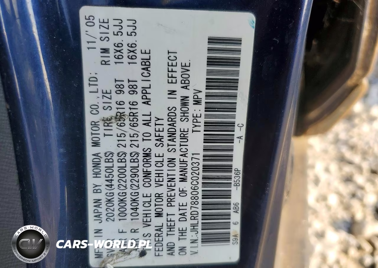 2006 Honda Cr-V Ex VIN:JHLRD78806C020371 - 13