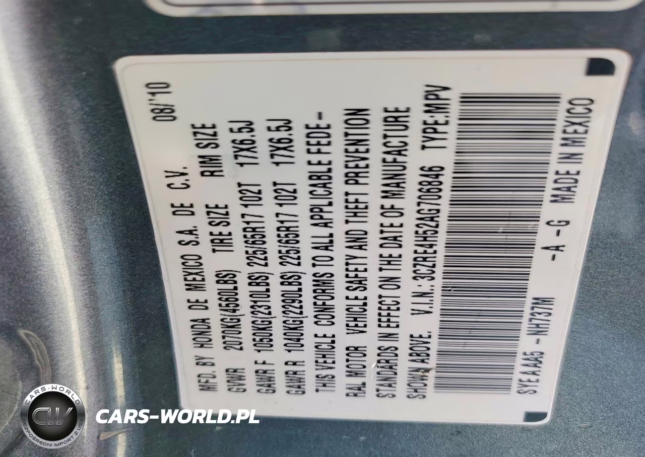 2010 Honda Cr-V Ex VIN:3CZRE4H52AG706846 - 12