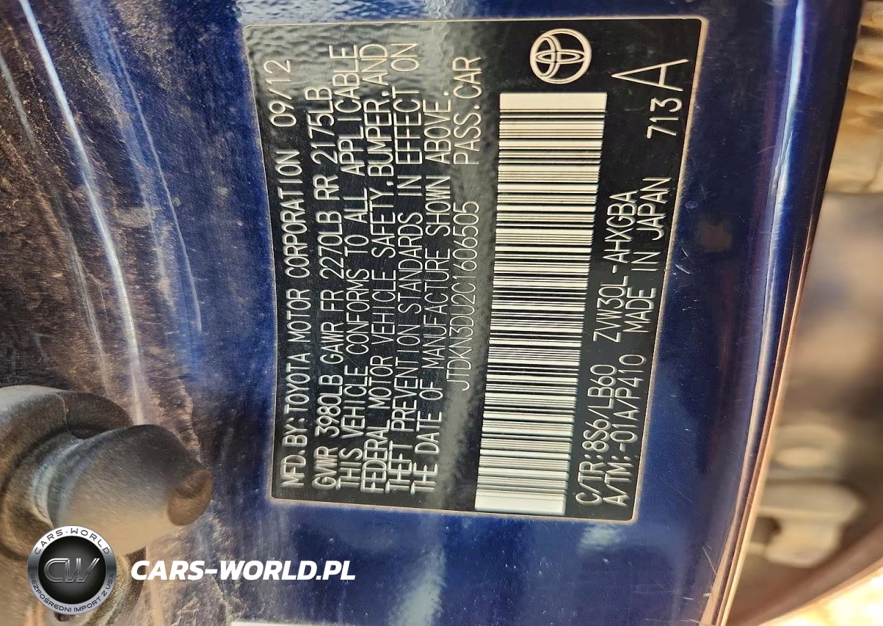 2012 Toyota Prius Four VIN:JTDKN3DU2C1606505 - 12