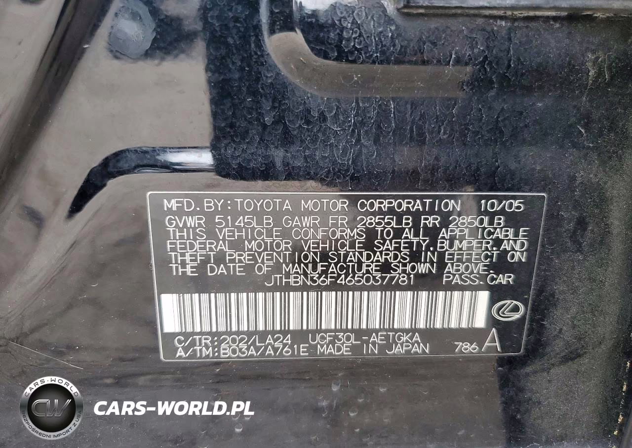 2006 Lexus Ls 430 VIN:JTHBN36F465037781 - 12