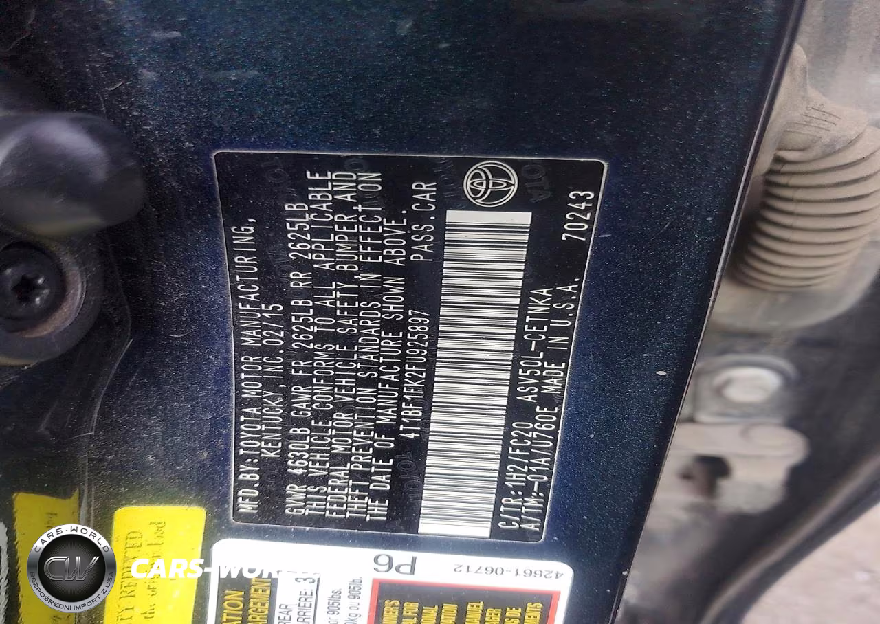 2015 Toyota Camry Le VIN:4T1BF1FK2FU925897 - 12