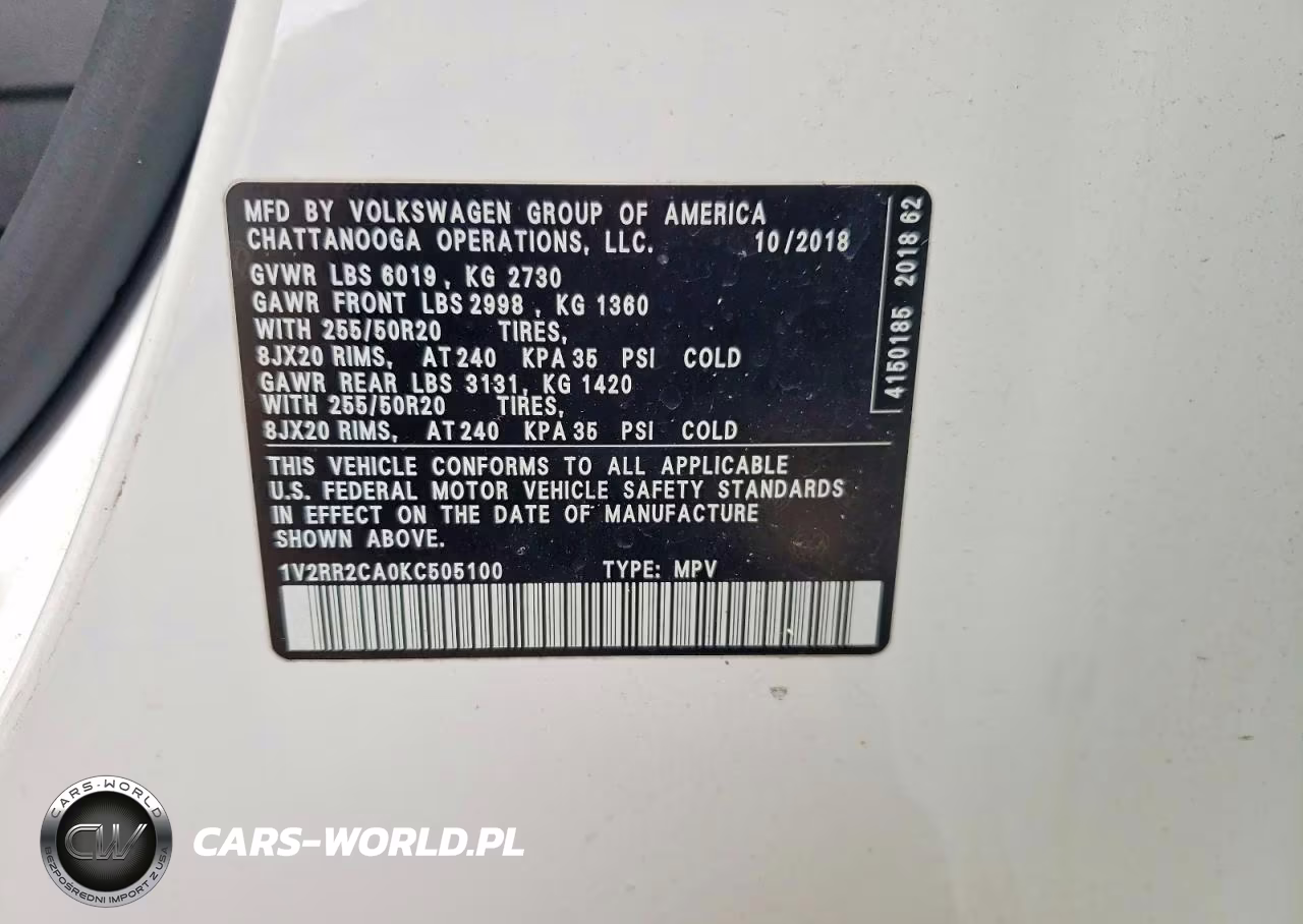 2019 Volkswagen Atlas Sel VIN:1V2RR2CA0KC505100 - 14