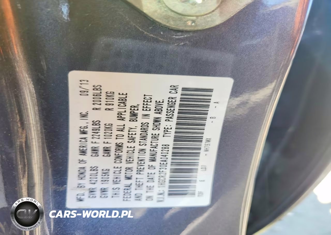 2014 Honda Accord Lx VIN:1HGCR2F30EA040288 - 12