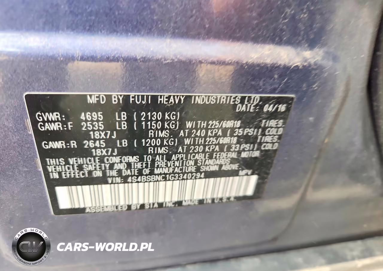 2016 Subaru Outback 2.5I Limited VIN:4S4BSBNC1G3340294 - 12