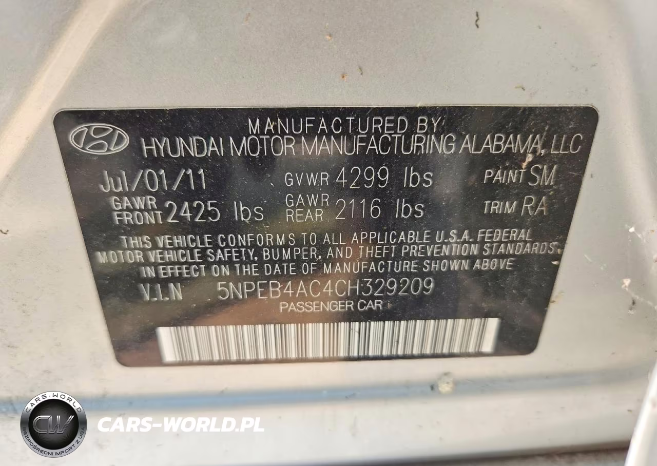 2012 Hyundai Sonata Gls VIN:5NPEB4AC4CH329209 - 12