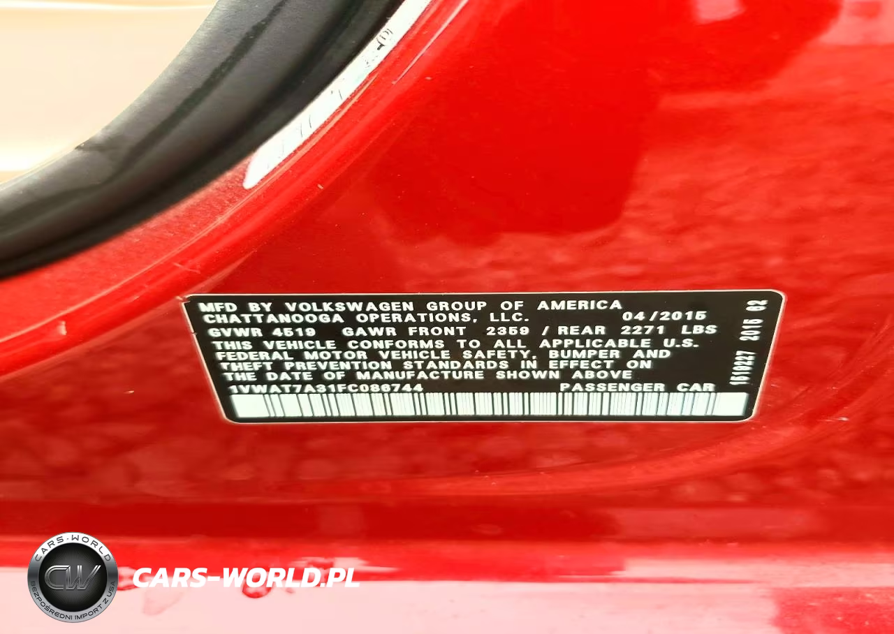 2015 Volkswagen Passat S VIN:1VWAT7A31FC086744 - 12