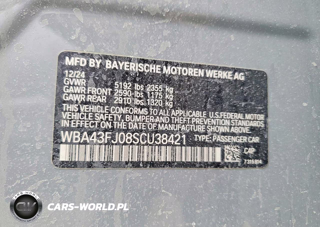 2025 BMW 530 I VIN:WBA43FJ08SCU38421 - 13