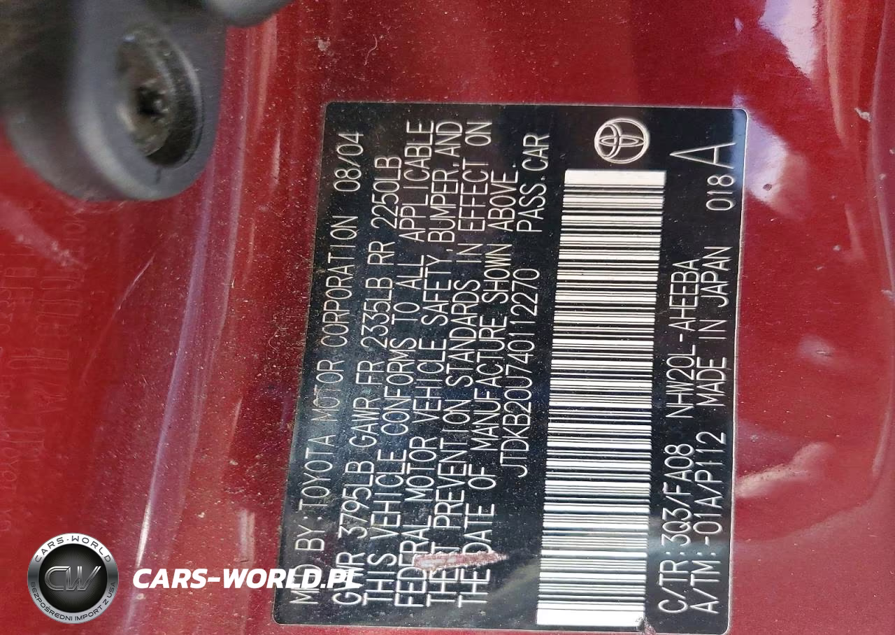 2004 Toyota Prius Base VIN:JTDKB20U740112270 - 12