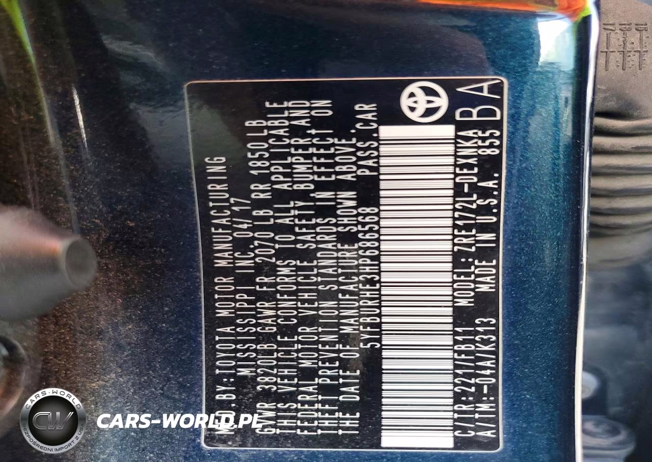2017 Toyota Corolla Le VIN:5YFBURHE3HP686568 - 12
