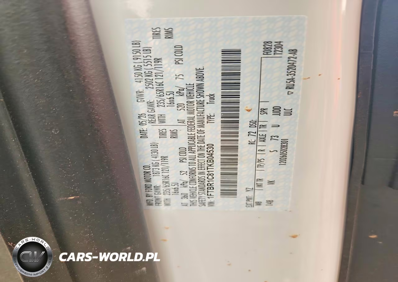 2026 Ford Transit T-250 VIN:1FTBR1C81TKB04530 - 14