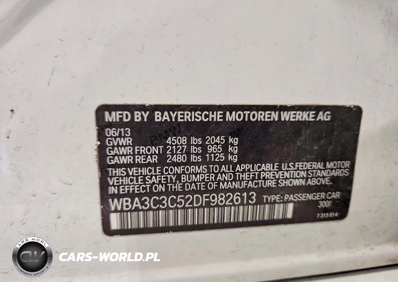 2013 BMW 320 I xDrive VIN:WBA3C3C52DF982613 - 12