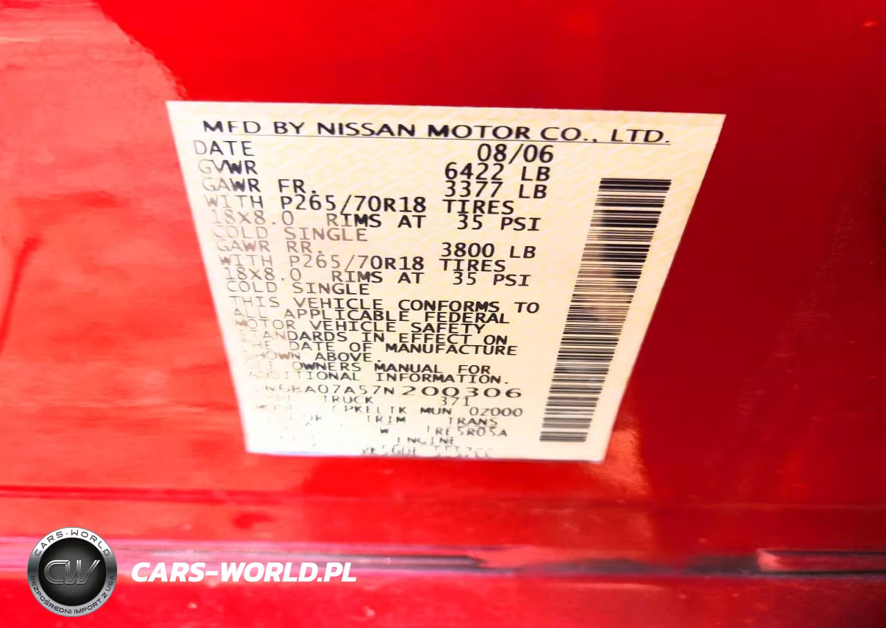 2007 Nissan Titan Xe Ffv VIN:1N6BA07A57N200306 - 12